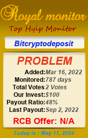 Bitcryptodeposit.com details image on Royal Monitor